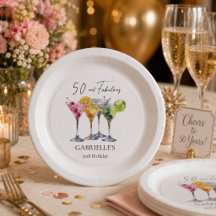 Watercolor Cocktail Martini Gelukkige 50e Verjaard