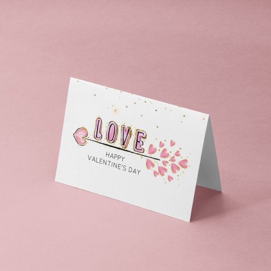 watercolor coeur amour script carte valentine