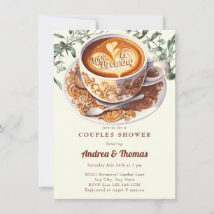 Watercolor Coffee Uitnodiging voor koppel bruisf