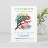 Watercolor Colorful Chameleon Birthday Party Kaart (Staand voorkant)
