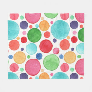 Watercolor Colorful Circles Fleece Deken