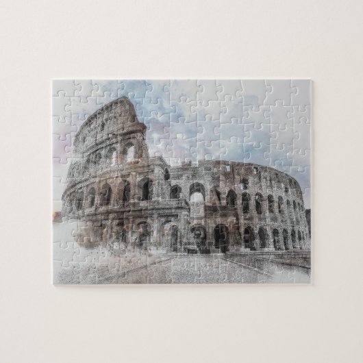 Watercolor Colosseum Rome Jigsaw Puzzle - Élégant (Horizontal)