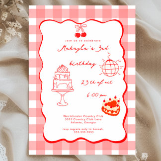 Watercolor Coquette Cherry 3rd Sweet Birthday Kaart