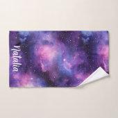 Watercolor Cosmic Blue Purple Galaxy Nebula (Serviette à main)