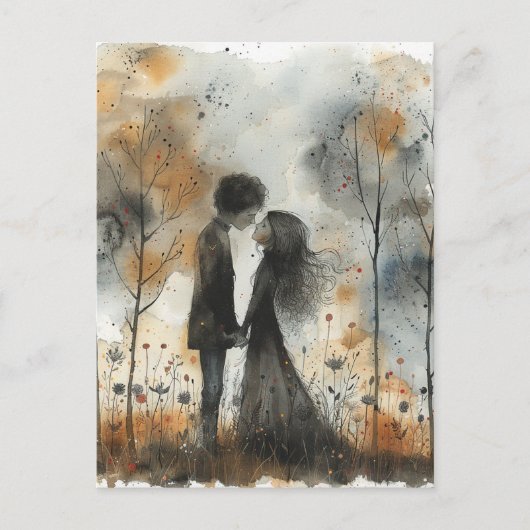 Watercolor Couple in Love Briefkaart (Voorkant)