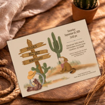Watercolor Cowboy Wild West Verjaardagsuitnodiging