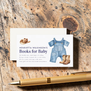 Watercolor Cowboylaarzen Overall Baby Shower Boek Informatiekaartje