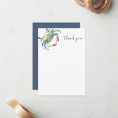 Watercolor Crab Beach Merci Cartes (Devant/Arrière en situation)