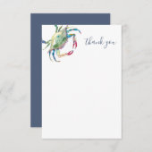 Watercolor Crab Beach Merci Cartes (Devant / Derrière)