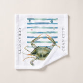 WATERCOLOR CRAB, VILLE DE PLAGE, VILLE D'OCÉAN (Gant de toilette)