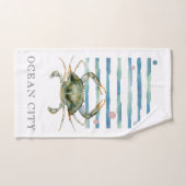 WATERCOLOR CRAB, VILLE DE PLAGE, VILLE D'OCÉAN (Serviette à main)