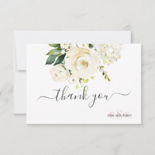 Watercolor Crème Rozen Hydrangea Dank je Bedankkaart