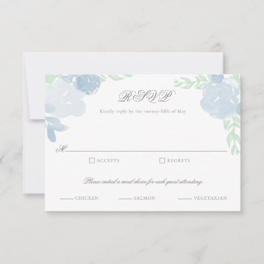 Watercolor Crest Botanical Floral Wedding RSVP (Devant)