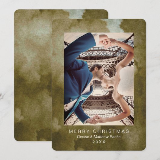 Watercolor Crocus Martini Olive Kerstkaart Kaart (Voorkant / Achterkant)