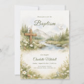 Watercolor Cross Minimalist Baptism Invitation (Devant)