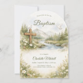 Watercolor Cross Minimalist Baptism Invitation (Devant)