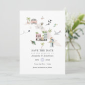 Watercolor Cuba Bestemming Huwelijk Save The Date (Staand voorkant)
