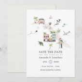Watercolor Cuba Bestemming Huwelijk Save The Date (Voorkant / Achterkant)
