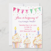 Watercolor Cupcake Invitation d'anniversaire (Devant)