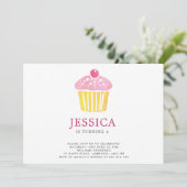 Watercolor Cupcake Invitation d'anniversaire (Debout devant)