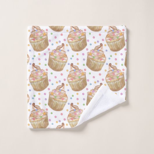 Watercolor cupcakes (Gant de toilette)