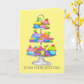 Watercolor cupcakes Duitse verjaardagskaart Kaart (Gele Bloem)