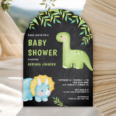 Watercolor Cute Dinosaur Chalkboard Baby Shower Kaart