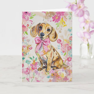 Watercolor Dachshond Kaart Blank of Aanpassen