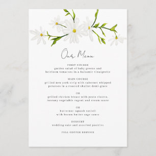 Watercolor Daisy Floral Wedal Reception Menu