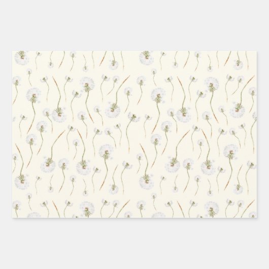 Watercolor Dandelion Flowers Seamless Pattern Inpakpapier Vel (Voorkant)