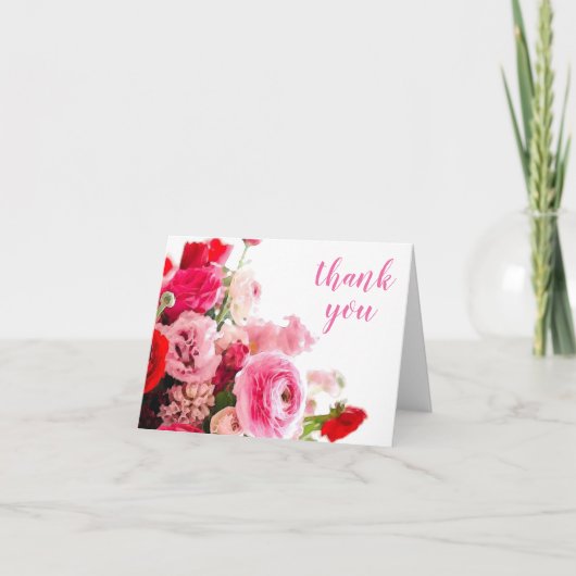 Watercolor Dank Je Handgeschreven Rozen Template Bedankkaart (Voorkant)