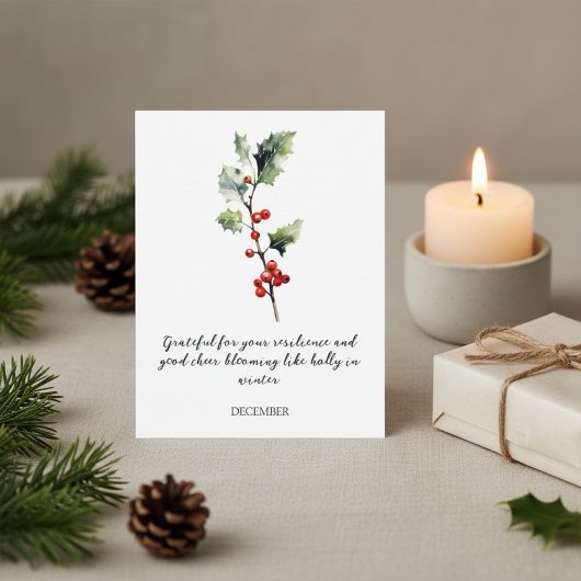 WATERCOLOR DECEMBER HULST GEBOORTEBLOEM BRIEFKAART