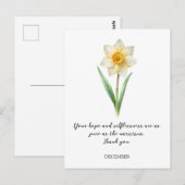 WATERCOLOR DECEMBER NARCISUSS BIRTH FLOWER BRIEFKAART (Voorkant / Achterkant)
