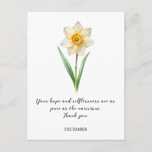 WATERCOLOR DECEMBER NARCISUSS BIRTH FLOWER BRIEFKAART (Voorkant)