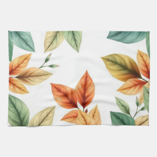Watercolor decoratieve elegante bladerenpatroon theedoek