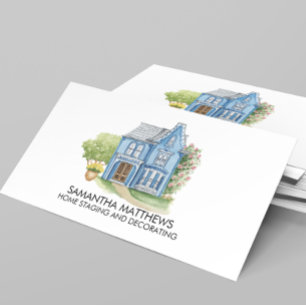 Watercolor decoreren van woninginrichting visitekaartje