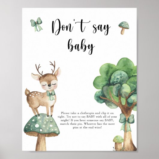 Watercolor Deer - Ne pas dire Poster bébé (Devant)