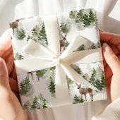 Watercolor Deer Winter Forest Cadeaupapier