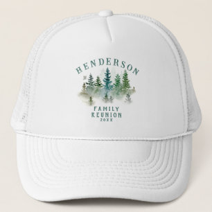 Watercolor Dennenbomen Familie Reünie Knop Trucker Pet