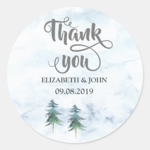 Watercolor Dennengebomen Bedankt Trouwsticker Ronde Sticker