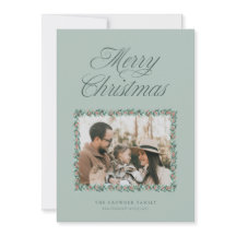 Watercolor Dennengrens Kerst Fotokaart