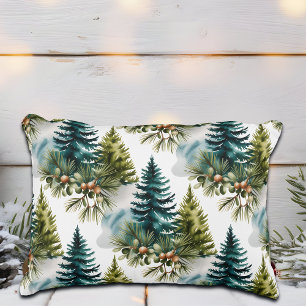 Watercolor Dennenpatroon Elegante Winter Accent Kussen