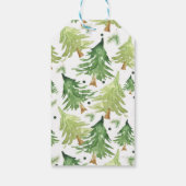 Watercolor Dennnenbomen Modern Rustiek Monogram Kr Cadeaulabel (Achterkant)