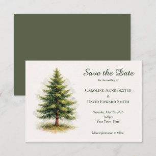 Watercolor Dennnenboom Minimalistische Trouwkaart Save The Date