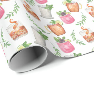 Watercolor Derby Day Mint Julep Dranken Cadeaupapier