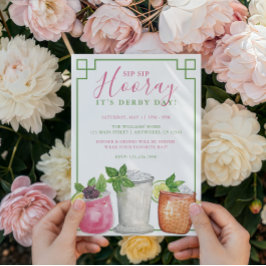 Watercolor Derby Day Mint Julep Drinks Party Kaart