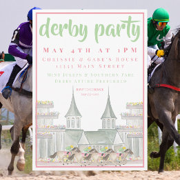 Watercolor Derby Feest Iconische Renbaan Elegant Kaart