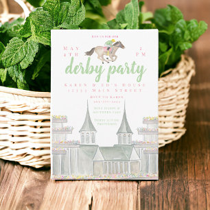 Watercolor Derby-feestjockey Bouwen Elegant Kaart