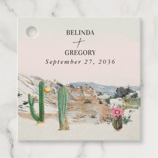 Watercolor Desert Cactus Boho Wedding Bedankjes Labels (Voorkant)