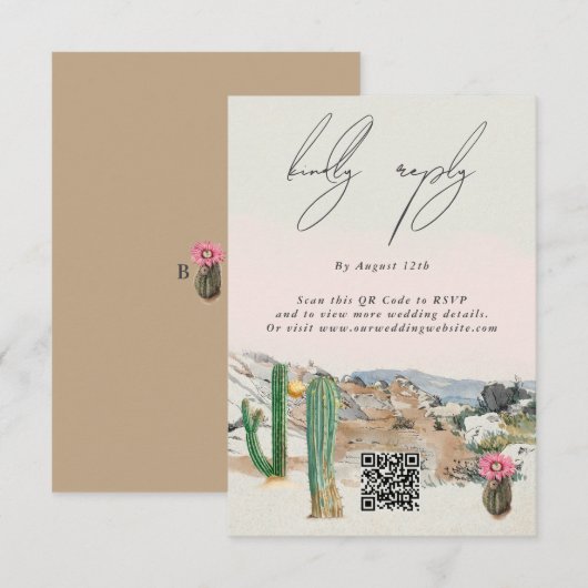 Watercolor Desert Cactus Boho Wedding Informatiekaartje (Voorkant / Achterkant)